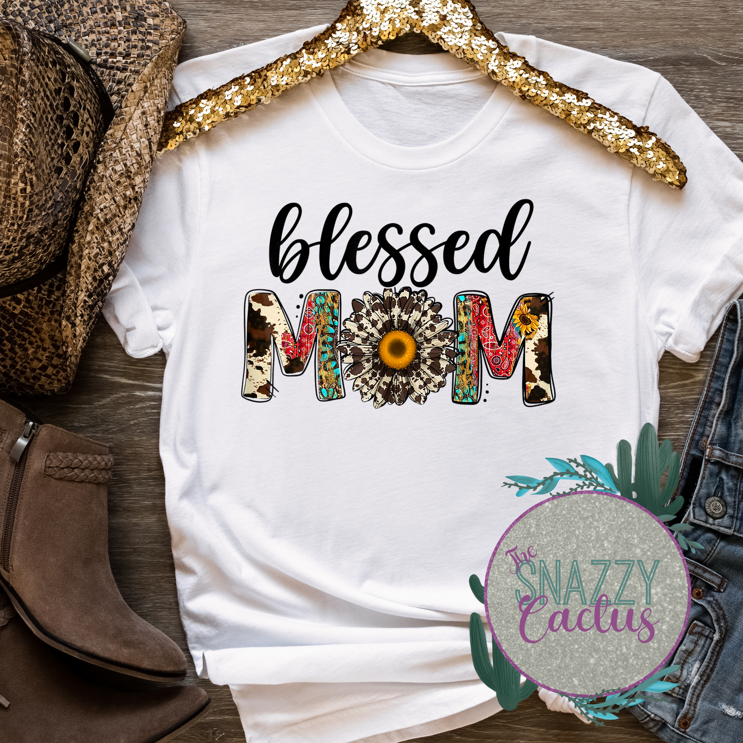 Blessed Mom Pink Western Tee