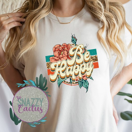 Be Happy Vintage Flowers Tee