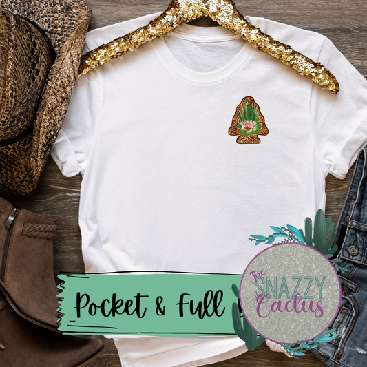 Cheetah Cactus Arrow Front Pocket & Full Back Tee