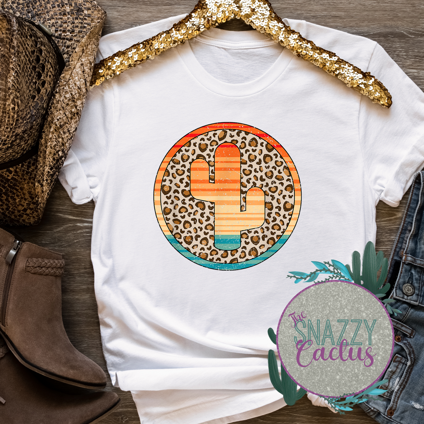 Cheetah Serape Sunset Cactus Tee