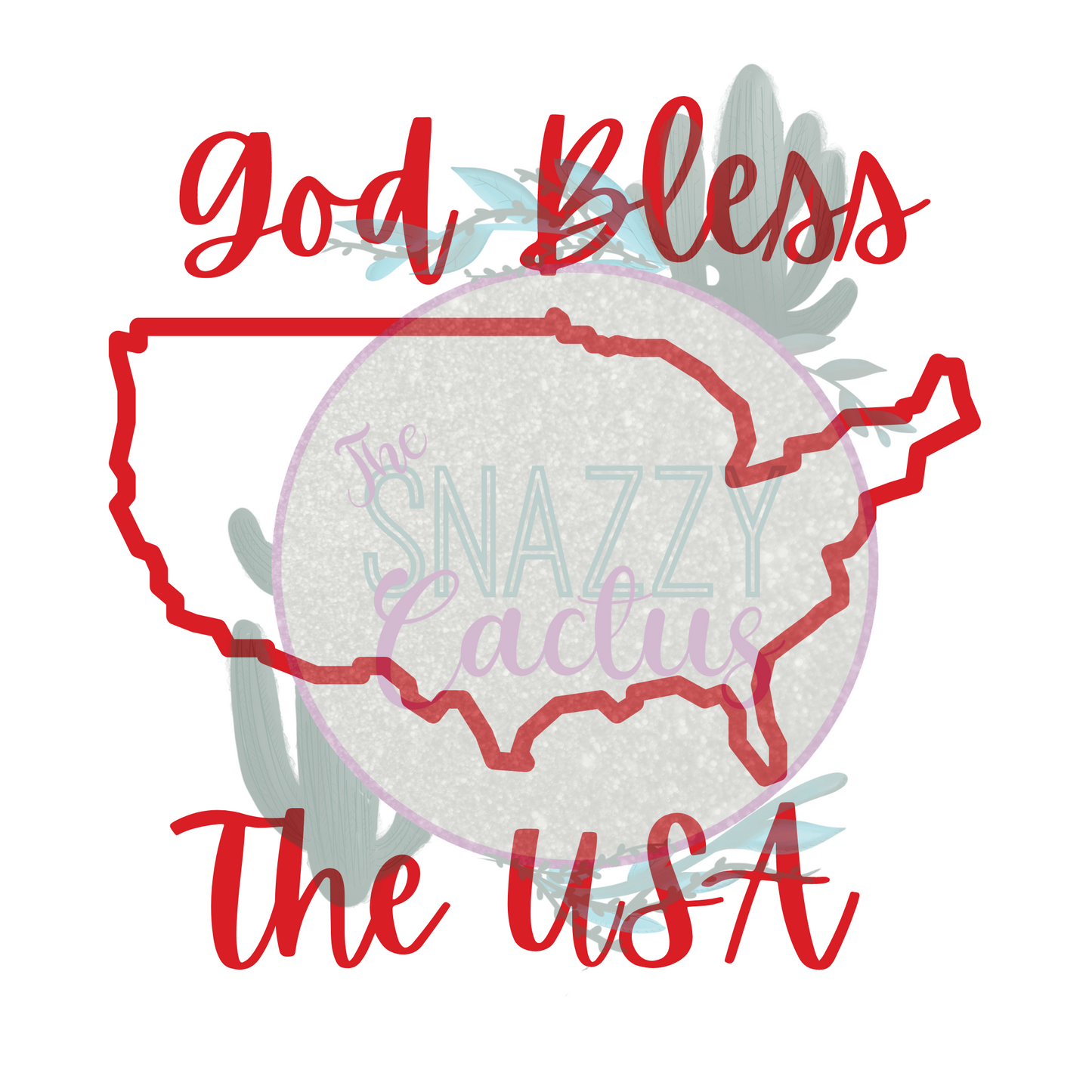 God Bless The USA Red PNG ONLY