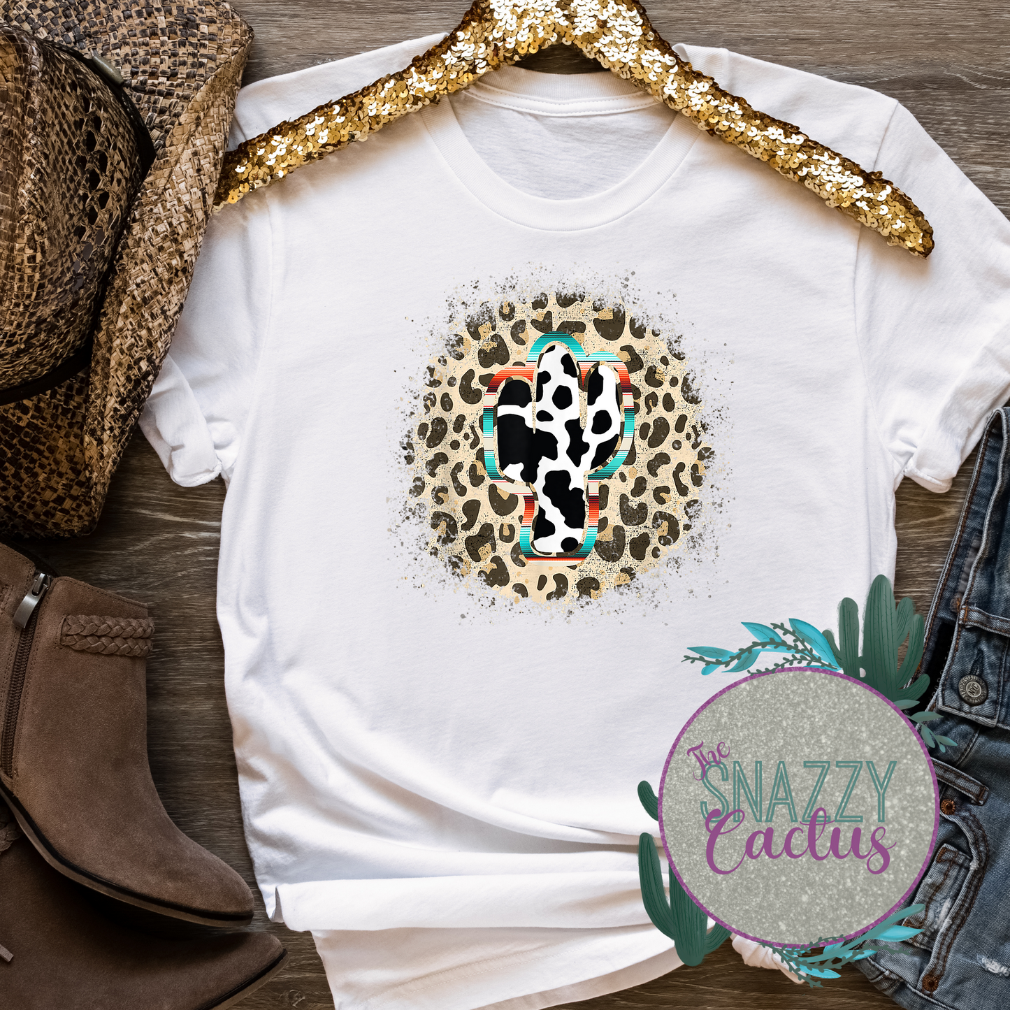 Cactus & Cow Print Cactus Tee