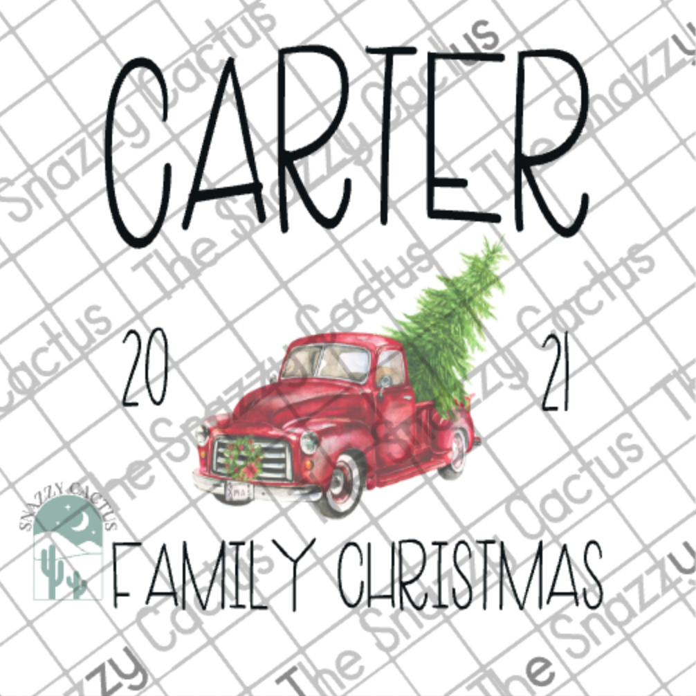 2021 Family Christmas Vintage Truck PNG